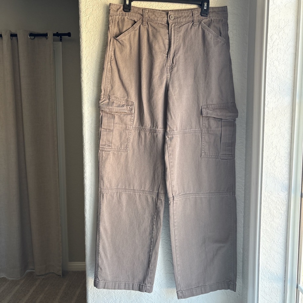 H&M‎ Divided Cargo Womens 8 Pants Brown High Rise Straight Leg Utility Baggy